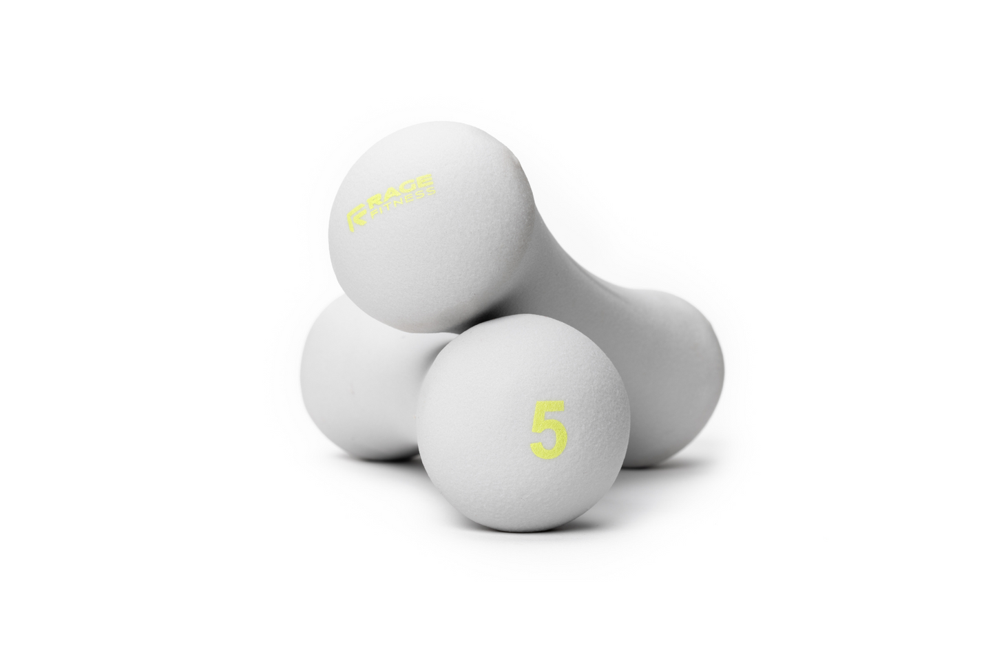 Pair of 5 lb rubber hand weights by Rage Fitness