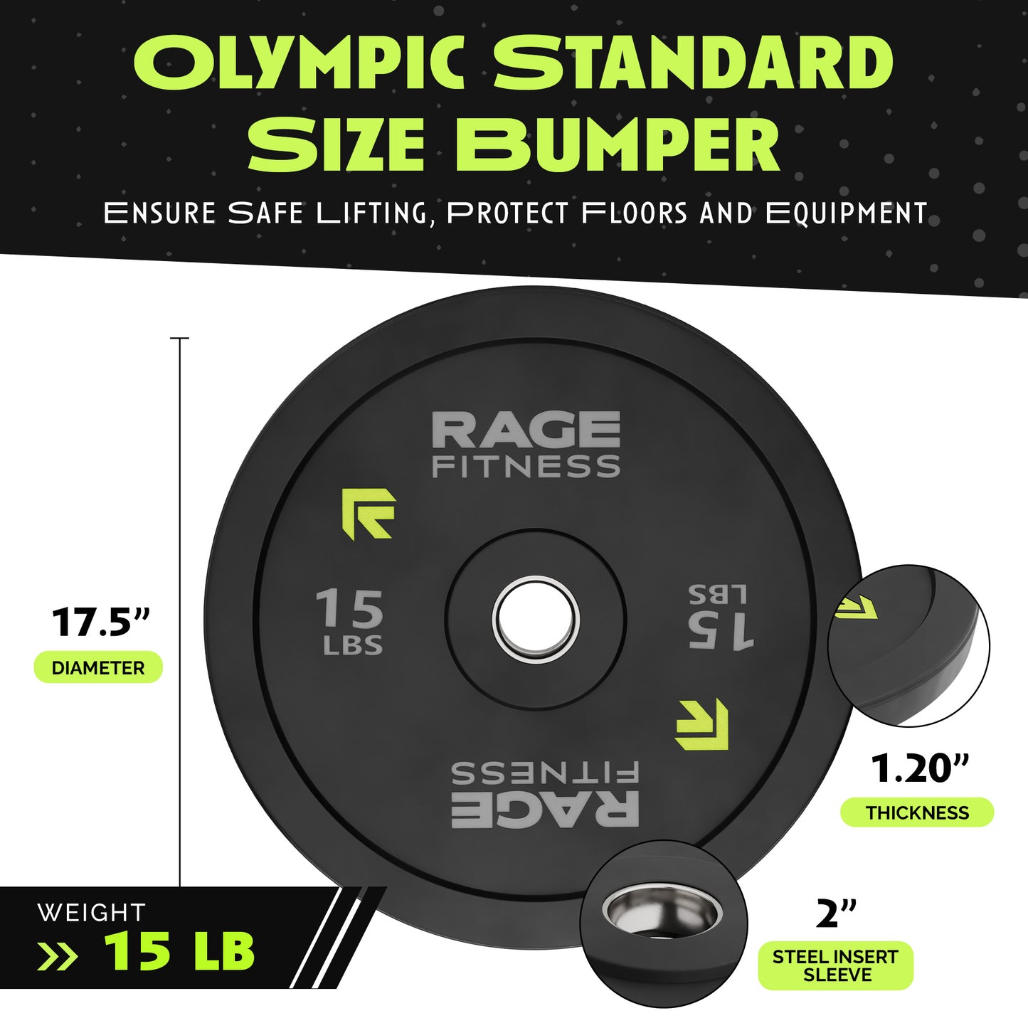 Rage Fitness 15 LB Bumper PLate