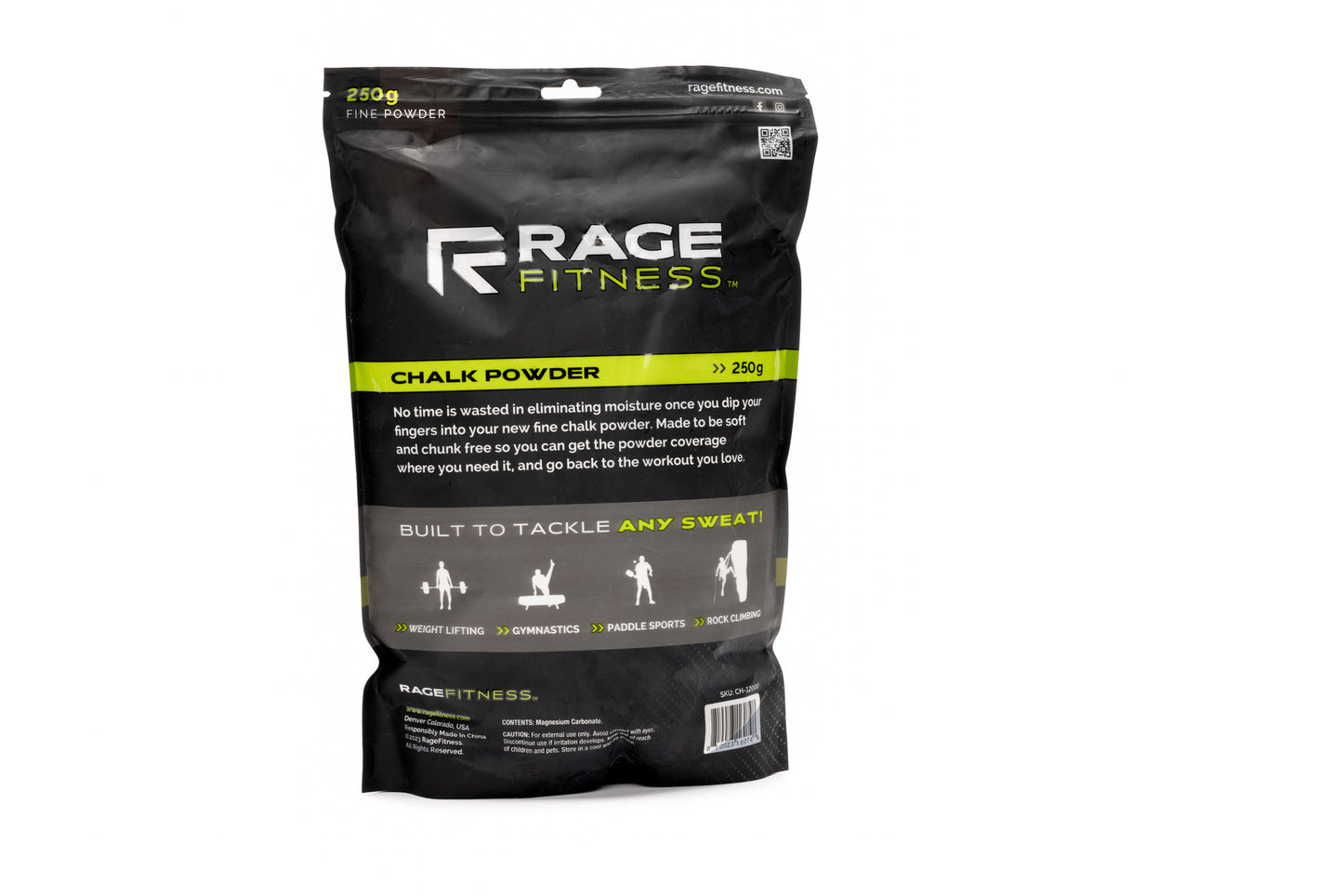 RAGE Fitness Chalk Powder back of bag