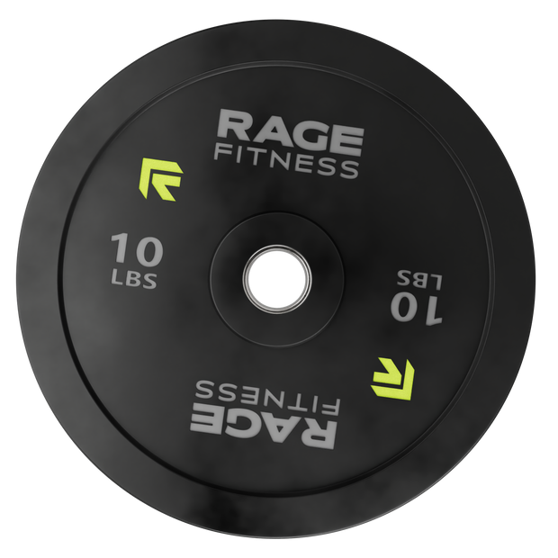 Rage Fitness 10 lb rubber bumper plate front view