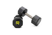 Pair of 25 lb octo rubber dumbbell by Rage Fitness