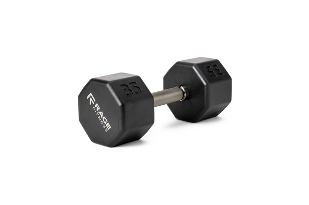 35 lb octo rubber dumbbell by Rage Fitness