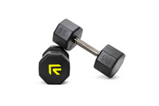Pair of 35 lb octo rubber dumbbell by Rage Fitness