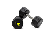 Pair of 50 lb octo rubber dumbbell by Rage Fitness