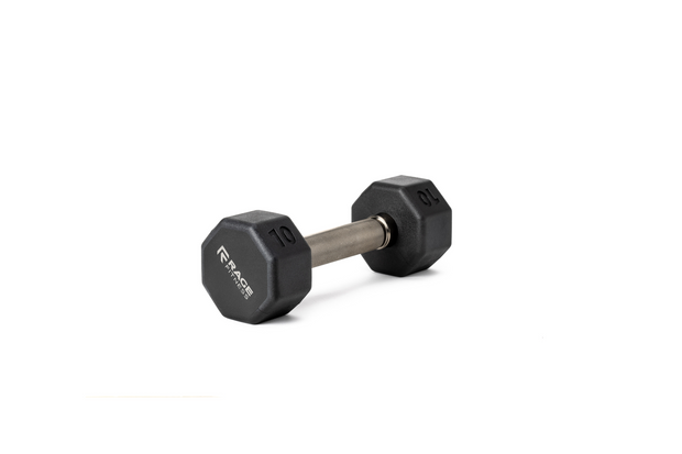 10 lb octo rubber dumbbell by Rage Fitness
