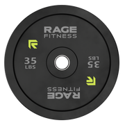 Rage Fitness 35 lb rubber bumper plate front view