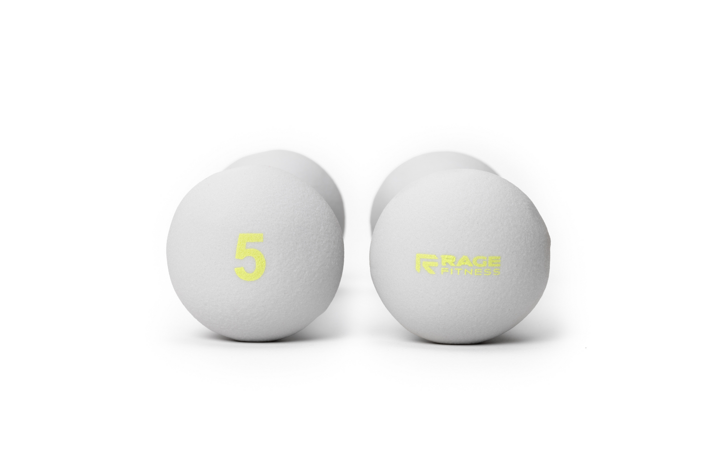Pair of 5 lb rubber hand weights by Rage Fitness