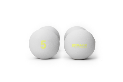 Pair of 5 lb rubber hand weights by Rage Fitness