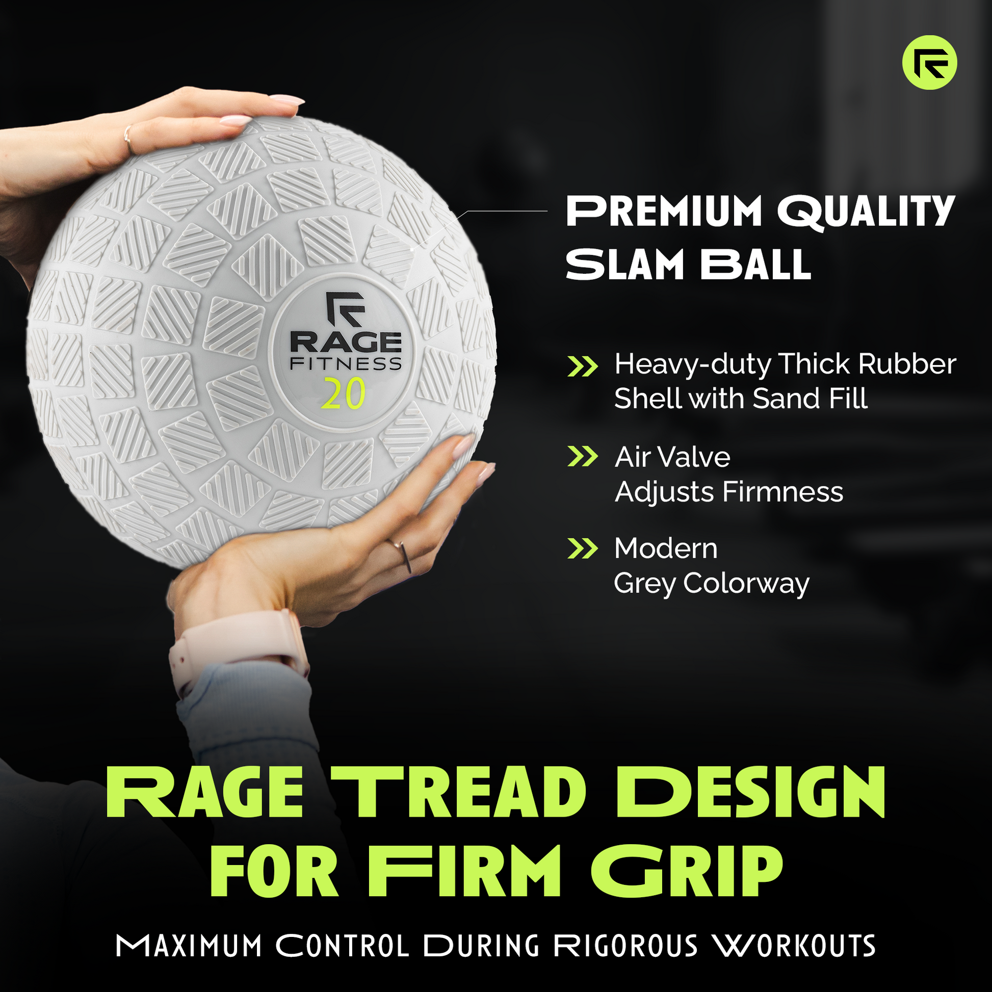 rubber tread slam ball Rage Fitness Tread Slam Ball, 15 lb